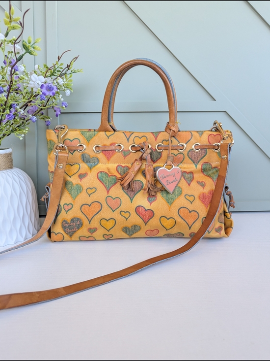 Dooney & Bourke Handbags - Dooney & Bourke Yellow Heart Print Satchel